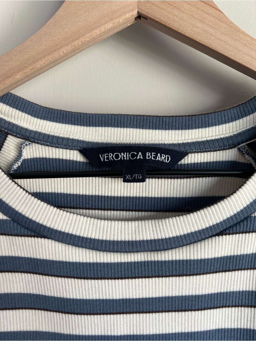 Veronica Beard Delano Puff Sleeve Top Size XL Blue White Stripe - Picture 4 of 8